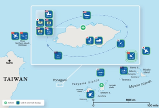 Figure 3. Team 1’s architecture to defend Yonaguni, deploying low-cost-per-engagement shooters in a point defence role with mobile coalition sensors providing depth